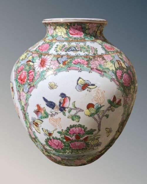 Large Chinese Antique Famille Rose Vase