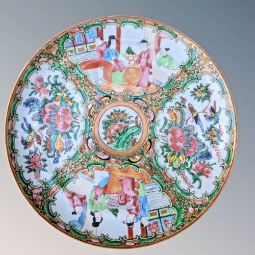 19th Century Cantonese Porcelain Plate Chinese Famille Rose