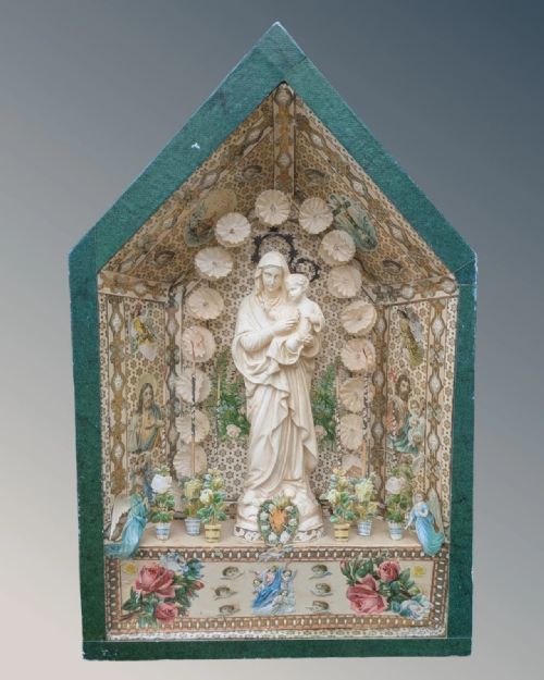 fig 1. Antique French Diorama Madonna and Child