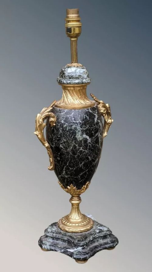 Quality Louis XVI Marble & Gilt Bronze Table Lamp