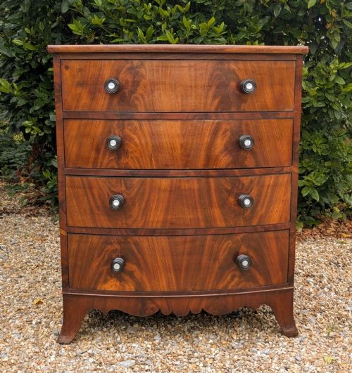 fig 1. Neat Regency Bow Front Mahogany Chest Of Drawers