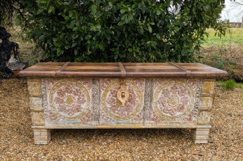 fig 1. Antique Indian Dowry Chest Hand Painted