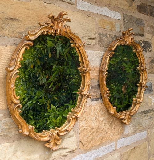 Good Pair Of Giltwood Oval Wall Mirrors 
