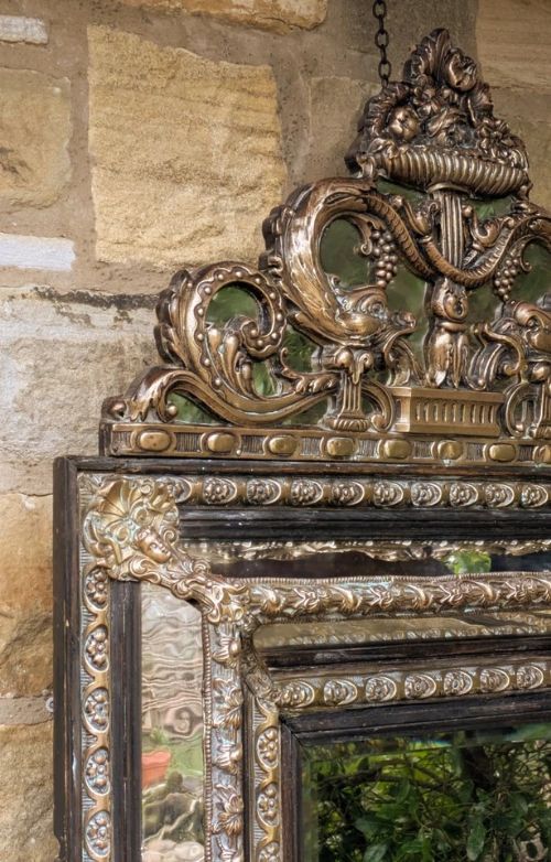fig 1. Large Antique French Repousse Marginal Mirror