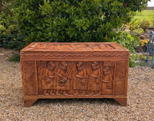 fig 1. Imposing Carved Hardwood Chest West African