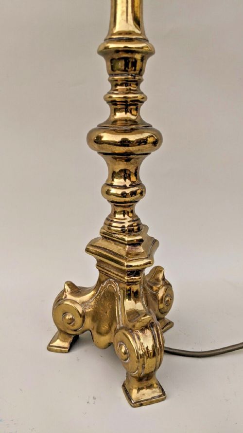 fig 1. Solid Brass Antique Column Candlestick Table Lamp