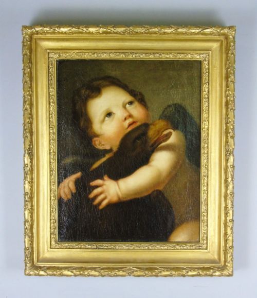 Oil Painting Ganymede And Zeus Manner Of Domenico Zampieri 19th Century