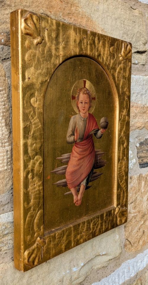 fig 1. Antique Gilt Wood Icon After Fra Angelica 19th Century