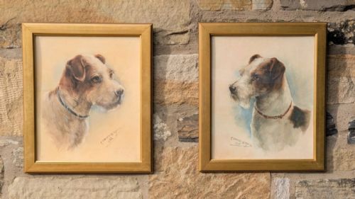 Pair of Watercolours Terriers Signed