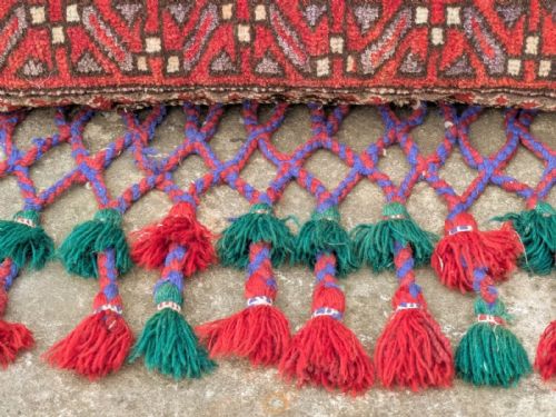 ANTIQUE TRIBAL BAG FACE CUSHION HAND WOVEN - ADDITIONAL PHOTO 3