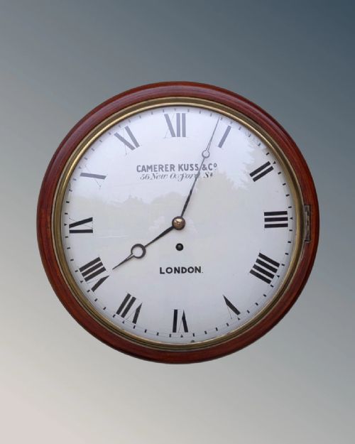 Good 19th Century Mahogany Fusee Wall Clock / Station Clock
