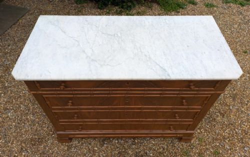 ELEGANT 19TH CENTURY FRENCH WALNUT FAUX BAMBOO COMMODE CHEST - ADDITIONAL PHOTO 3