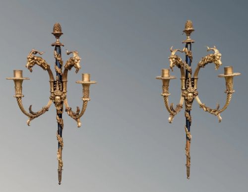 Outstanding Pair of French Gilt and Bronze Wall Candle Sconces