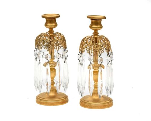 PAIR GILT BRONZE TABLE LUSTRES - ADDITIONAL PHOTO 1