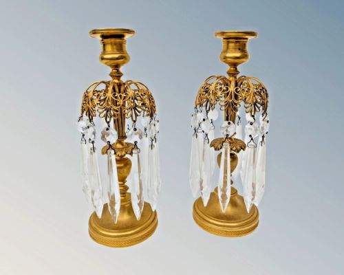 PAIR GILT BRONZE TABLE LUSTRES - ADDITIONAL PHOTO 5