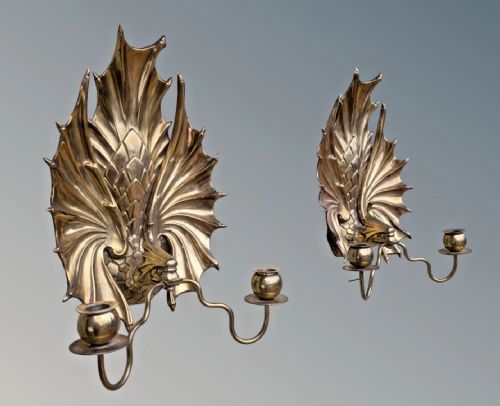SUPERB PAIR OF LIBERTY BRONZE WALL SCONCE - ADDITIONAL PHOTO 2