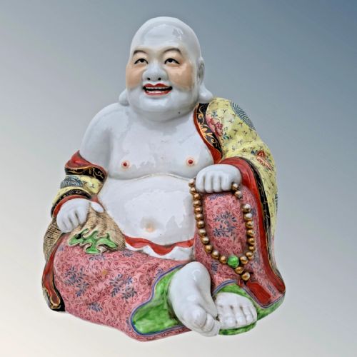 GOOD LARGE CHINESE PORCELAIN LAUGHING BUDDHA