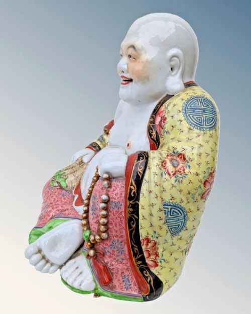GOOD LARGE CHINESE PORCELAIN LAUGHING BUDDHA - ADDITIONAL PHOTO 3