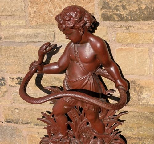 ANTIQUE CAST IRON COALBROOKDALE STYLE HERCULES STICK STAND - ADDITIONAL PHOTO 2