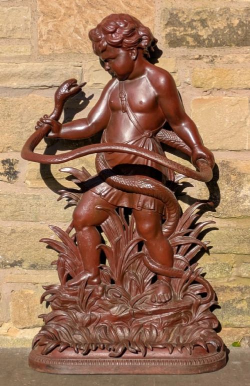 ANTIQUE CAST IRON COALBROOKDALE STYLE HERCULES STICK STAND - ADDITIONAL PHOTO 4