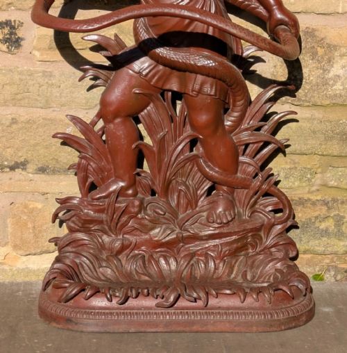 ANTIQUE CAST IRON COALBROOKDALE STYLE HERCULES STICK STAND - ADDITIONAL PHOTO 5