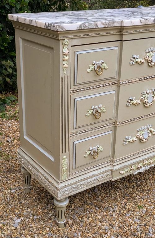 fig 1. Pretty French Painted Chest of Drawers
