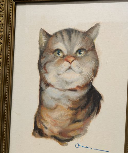 CHARMING PORTRAIT OF A STYLISH CAT IN OIL PASTELS - ADDITIONAL PHOTO 3