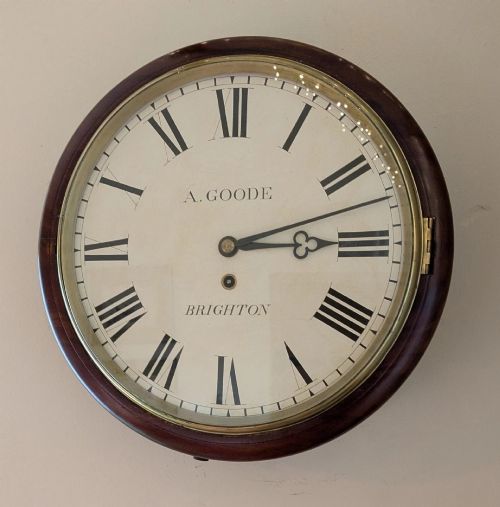 19th Century Mahogany Station Clock Fusee Movement