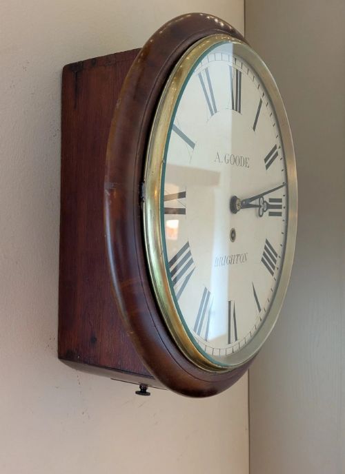 fig 1. 19th Century Mahogany Station Clock Fusee Movement
