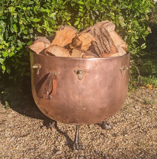 Good Large Solid Copper Log Bin