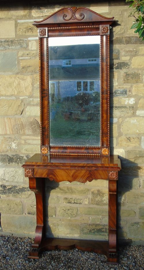 FRENCH MAHOGANY CONSOLE TABLE MIRROR EN SUITE