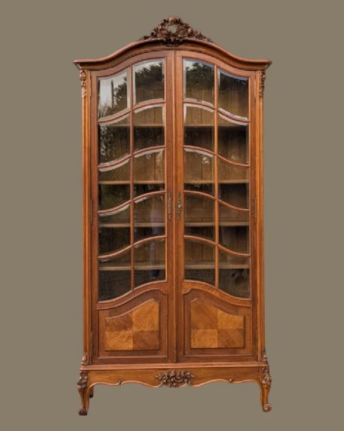FRENCH WALNUT BOOKCASE CABINET