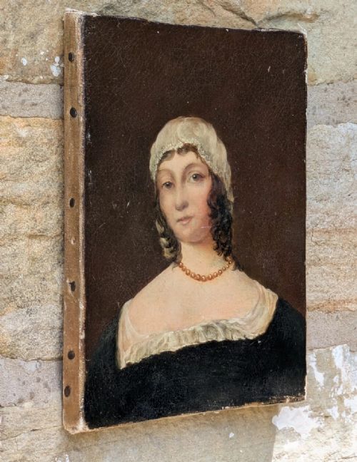 OIL PAINTING ON CANVAS GIRL EARLY 19TH CENTURY