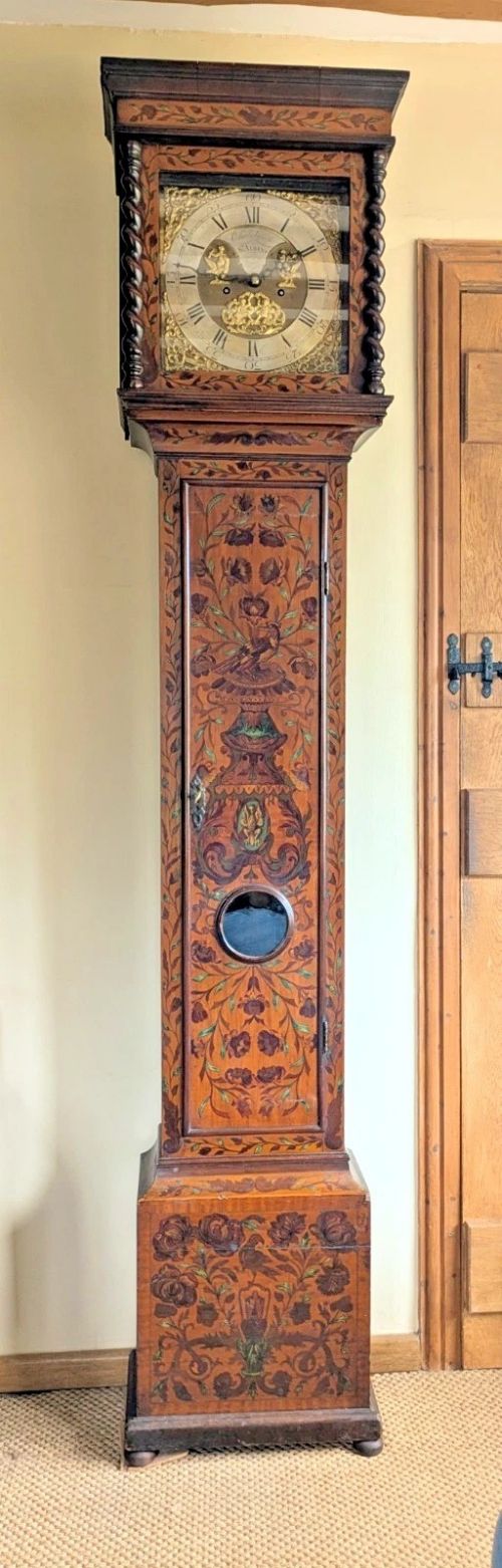 18TH CENTURY MARQUETRY LONGCASE CLOCK CHARLES LOUCH ST ALBANS