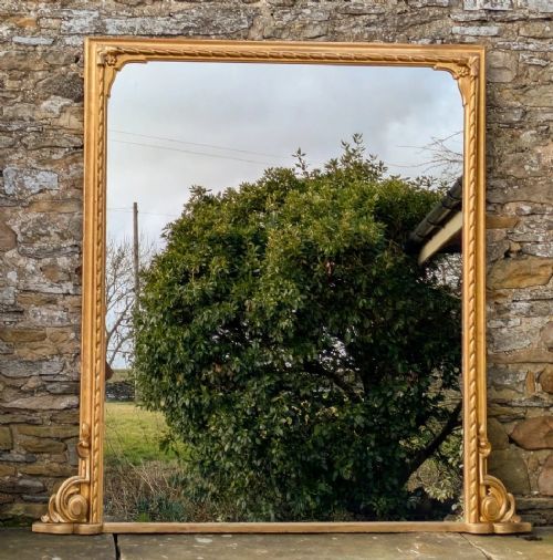 LARGE ENGLISH OVERMANTEL MIRROR