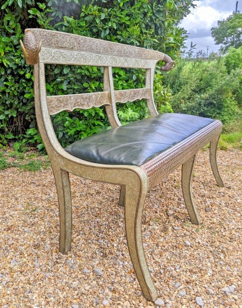 ANGLO INDIAN WEDDING BENCH RAMS HEAD