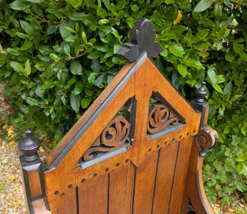 GOOD PAIR GOTHIC OAK CHAIRS IN PUGIN STYLE - ADDITIONAL PHOTO 6