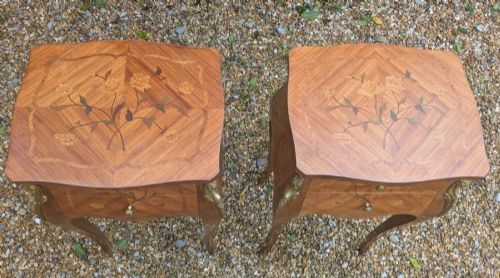 SMART PAIR ANTIQUE FRENCH KINGWOOD BEDSIDE CABINETS - ADDITIONAL PHOTO 3