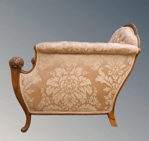 FABULOUS PAIR OF FRENCH WALNUT ARMCHAIRS IN PURE SILK - ADDITIONAL PHOTO 8