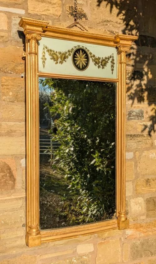 LARGE REGENCY PIER GLASS MIRROR WITH VERRE EGLOMISE PANEL - ADDITIONAL PHOTO 2