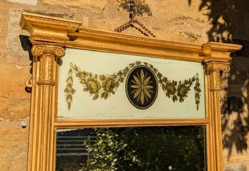 LARGE REGENCY PIER GLASS MIRROR WITH VERRE EGLOMISE PANEL - ADDITIONAL PHOTO 3