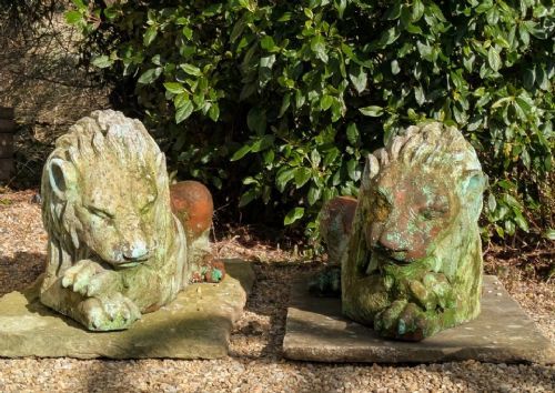 Pair of Antique Italian Terracotta Garden Lions