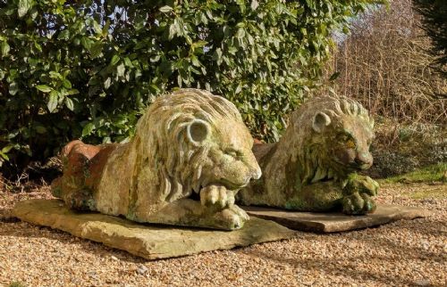 fig 1. Pair Of Antique Italian Terracotta Garden Lions