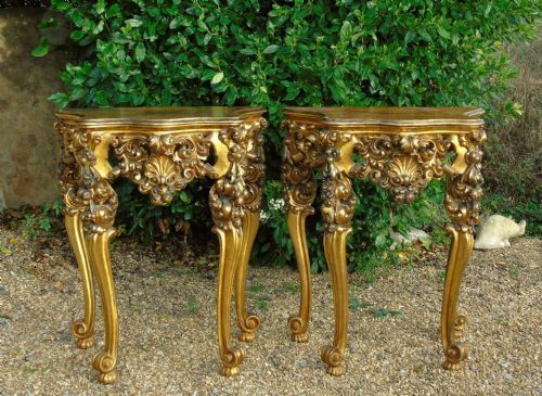 FABULOUS PAIR OF SPANISH GILTWOOD CONSOLE TABLES - ADDITIONAL PHOTO 3
