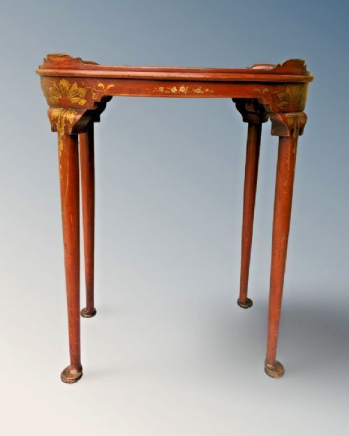 ANTIQUE RED LACQUER CHINOISERIE LAMP TABLE - ADDITIONAL PHOTO 1