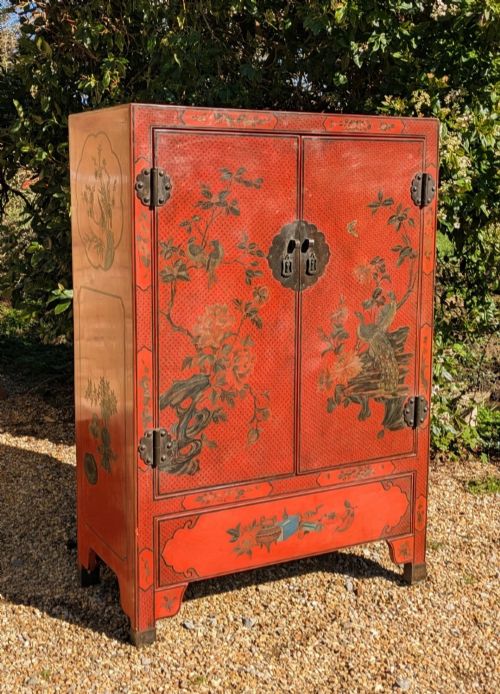 Beautiful Chinese Red Lacquer Cabinet