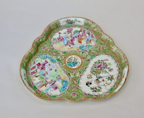 Antique Chinese Trefoil Famille Rose Dish