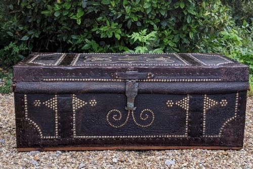 Regency Studded Brass & Leather Trunk