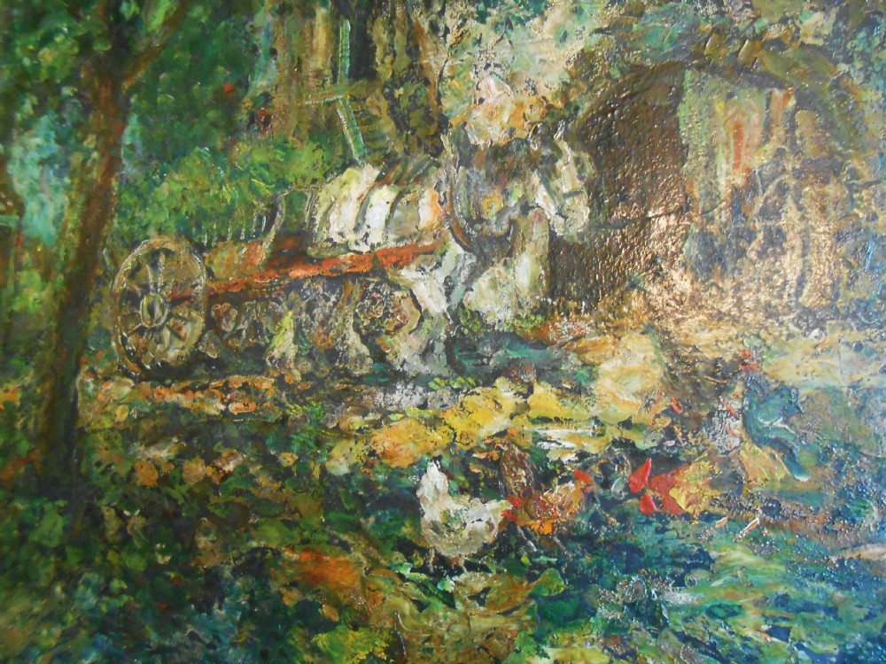 Impressionist Oil Painting Rothbury Farmyard J. F. Slater