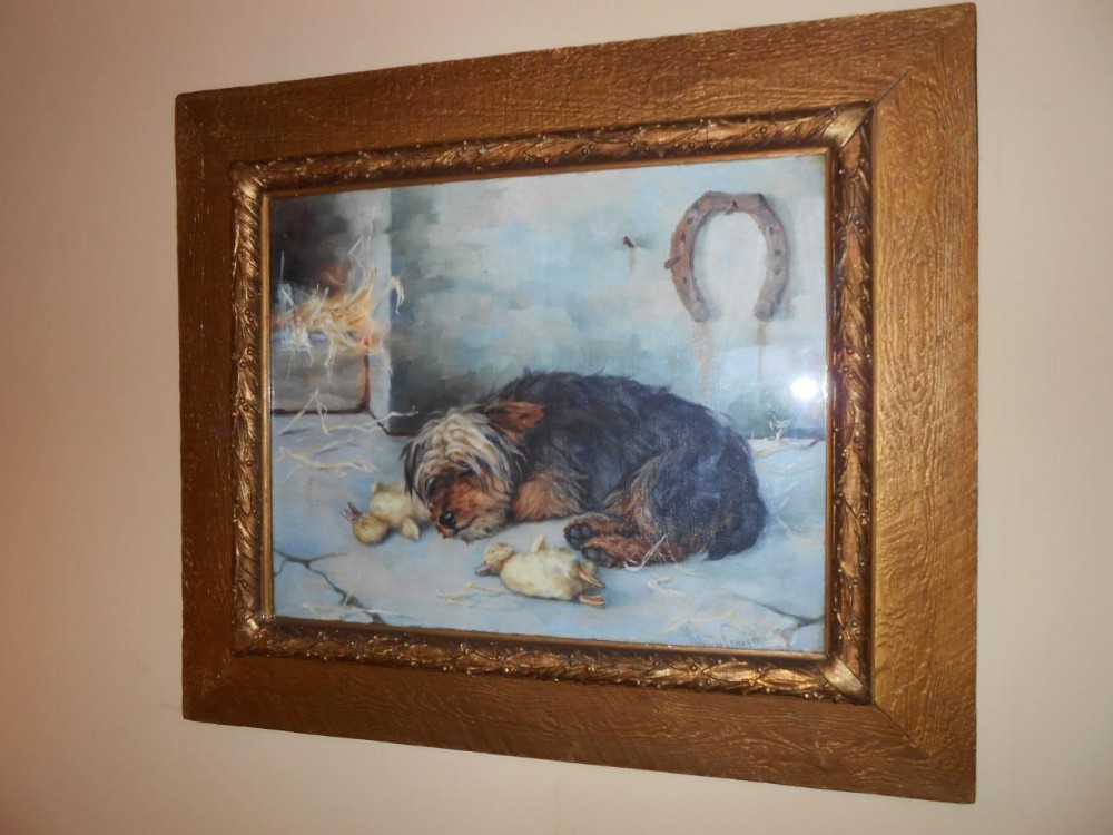 Terrier with Ducklings, Agnes McIntyre Croxford, Oil Painting